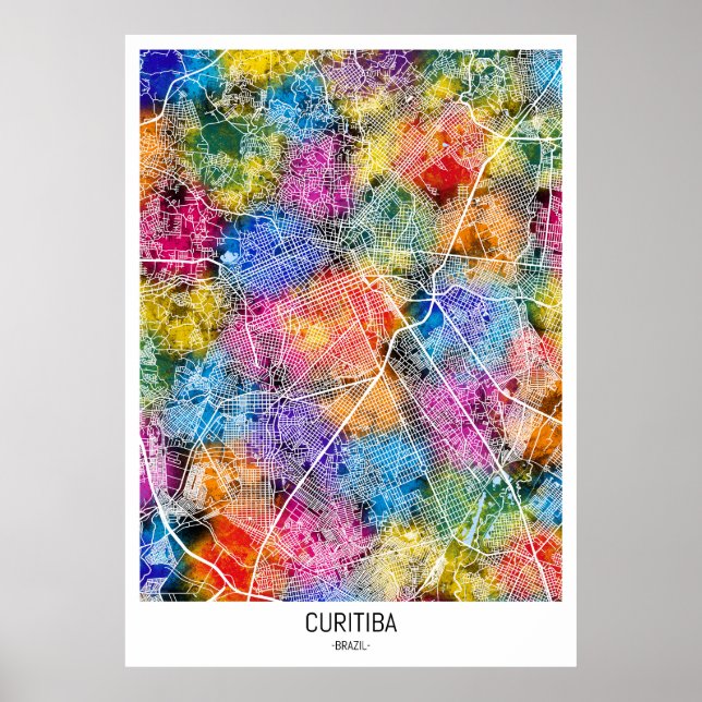  Curitiba Brazil City Map Poster (Front)
