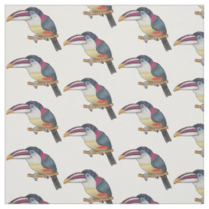 Curl crested aracari bird cartoon illustration fabric