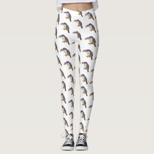 Curl crested aracari bird cartoon illustration leggings