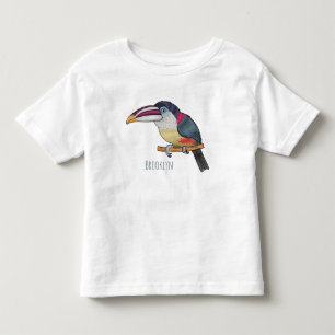 Curl crested aracari bird cartoon illustration  toddler T-Shirt