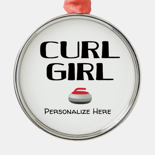 Curl Girl Curling T-Shirt Metal Tree Decoration (Front)