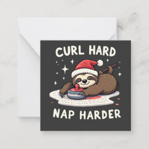 Curl Hard Nap Harder Curling Sport Sloth Xmas  Card