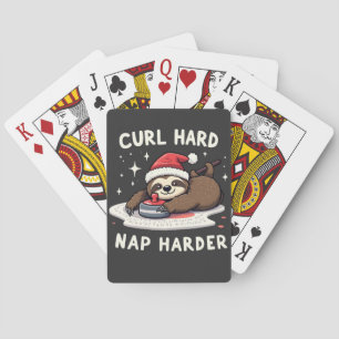 Curl Hard Nap Harder Curling Sport Sloth Xmas Playing Cards