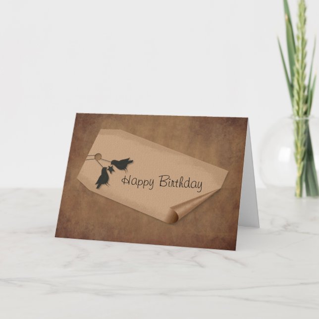 Curl Tag Crows Birthday Card (Front)