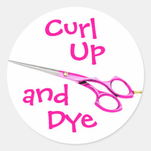 Curl, Up, and, Dye Classic Round Sticker
