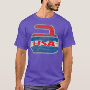 Curl USA Red White and Blue Curling Stone Flag T-Shirt