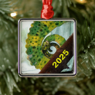 Curled Chameleon Tail Metal Tree Decoration