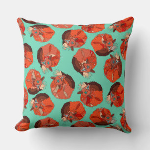 curled fox polka mint cushion