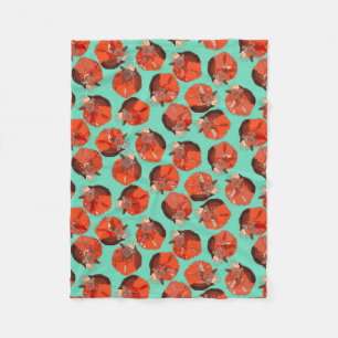 curled fox polka mint fleece blanket