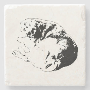 Curled Ink, Shared Quiet Stone Coaster