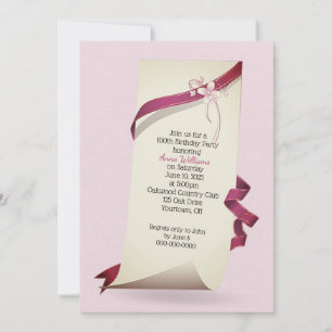 Curled Paper 100th Birthday invite