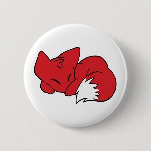 Curled Sleeping Fox 6 Cm Round Badge
