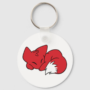 Curled Sleeping Fox Key Ring
