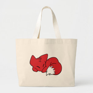 Curled Sleeping Fox Large Tote Bag