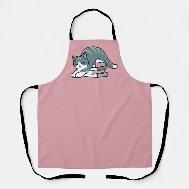 Curled Up with a Book and a Cat - Cosy Cat Reading Apron (Front)