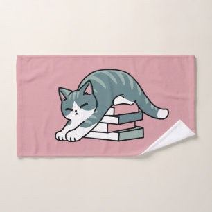 Curled Up with a Book and a Cat - Cosy Cat Reading Bath Towel Set