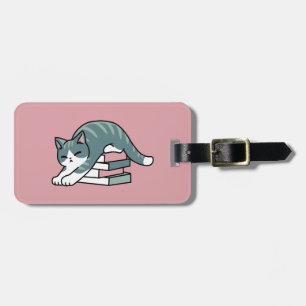Curled Up with a Book and a Cat - Cosy Cat Reading Luggage Tag