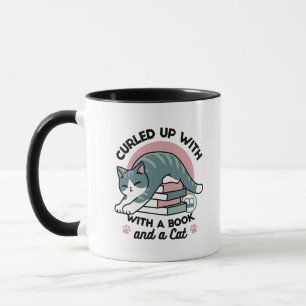 Curled Up with a Book and a Cat - Cosy Cat Reading Mug