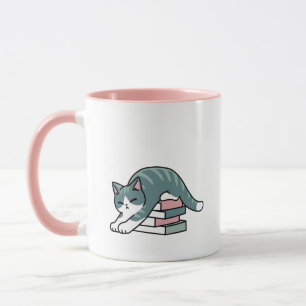 Curled Up with a Book and a Cat - Cosy Cat Reading Mug