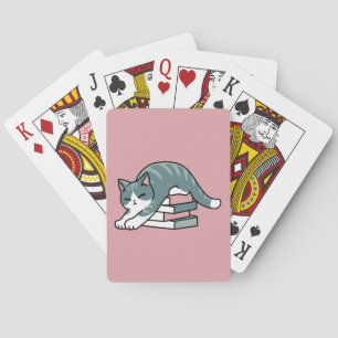 Curled Up with a Book and a Cat - Cosy Cat Reading Playing Cards