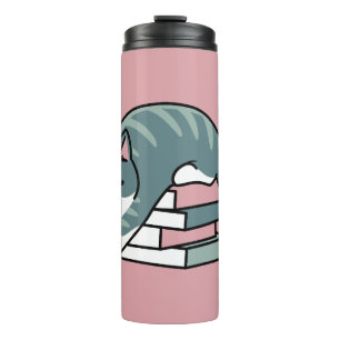 Curled Up with a Book and a Cat - Cosy Cat Reading Thermal Tumbler