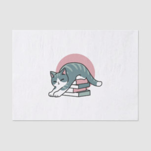 Curled Up with a Book and a Cat - Cosy Cat Reading Tissue Paper
