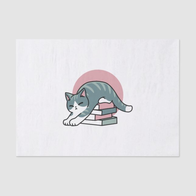 Curled Up with a Book and a Cat - Cosy Cat Reading Tissue Paper (Front)