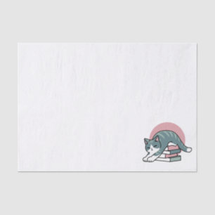 Curled Up with a Book and a Cat - Cosy Cat Reading Tissue Paper
