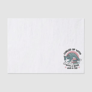 Curled Up with a Book and a Cat - Cozy Cat Reading Tissue Paper