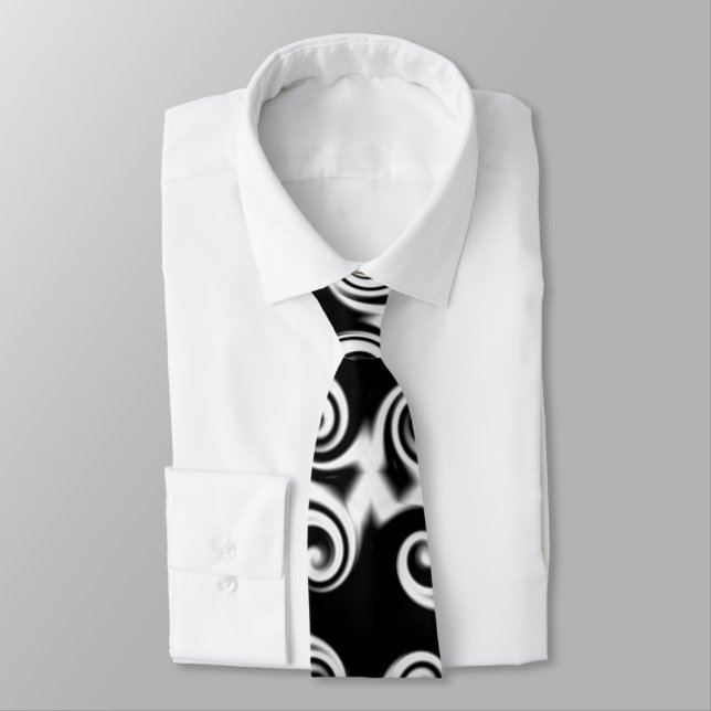 Curlicue Pentagon White On Black Tie (Tied)