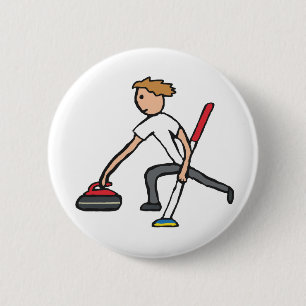 Curling 6 Cm Round Badge