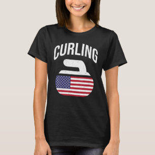Curling American Flag Curling USA Team Curler T-Shirt