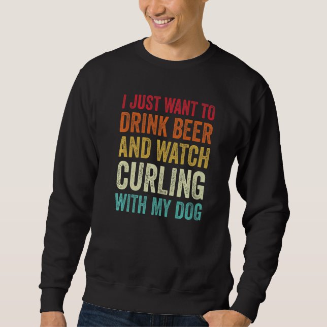 Curling And My Dog  Curling Fan Sweatshirt (Front)