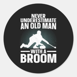 Curling Art For Grandpa Men Curling Srt Curling Lo Classic Round Sticker