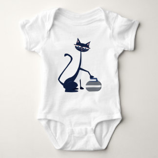 Curling cat baby bodysuit