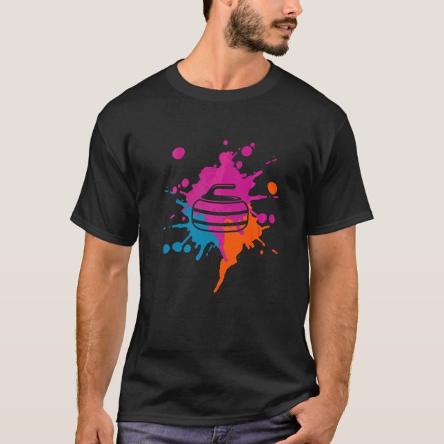 Curling Colourful Splash T-Shirt (Front)