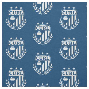Curling Crest Fabric - Blue and White