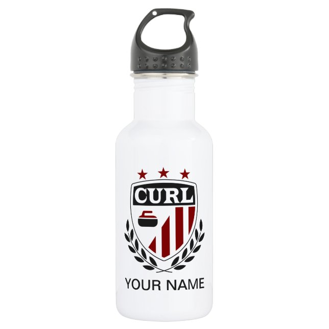 Curling Crest Water Bottle - Add Your Name (Front)