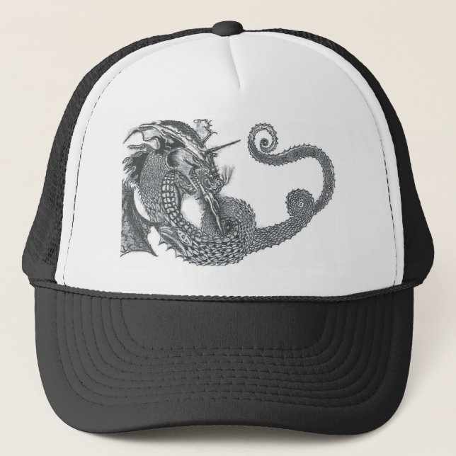 Curling Dragon Trucker Hat (Front)