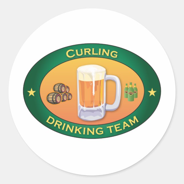 Curling Drinking Team Classic Round Sticker (Front)