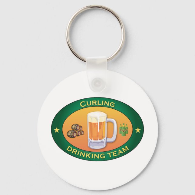 Curling Drinking Team Key Ring (Front)