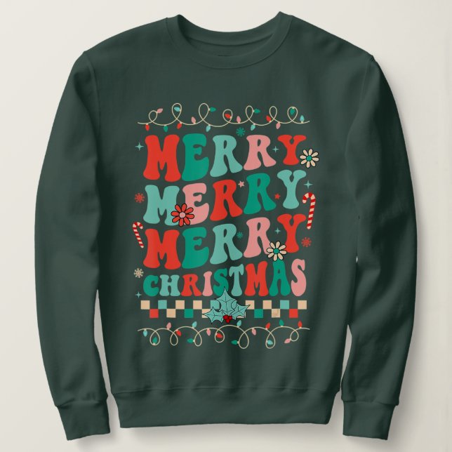 Curling Fan Christmas Ugly Christmas Curler Sweatshirt (Design Front)