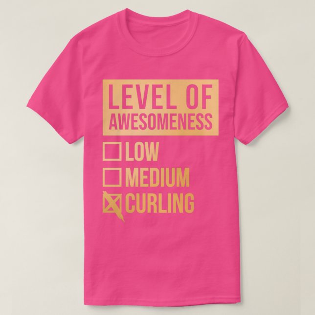 Curling Funny Level Of Curling in Gold T-Shirt (Design Front)