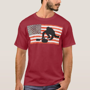 Curling Gifts Curling Sweep Flag T-Shirt