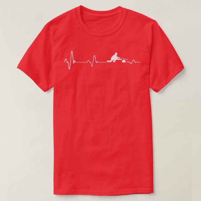 Curling Heartbeat Ekg Pulse Curl Stone Idea T-Shirt (Design Front)