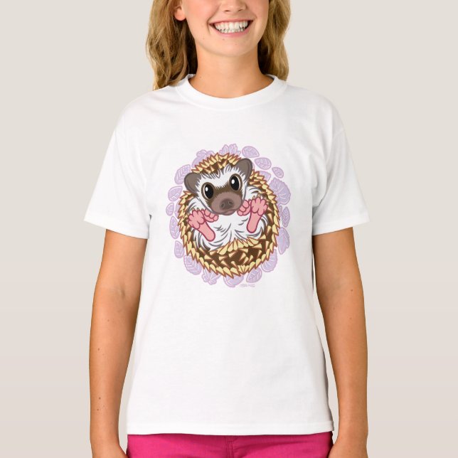 Curling Hedgehog T-Shirt (Front)