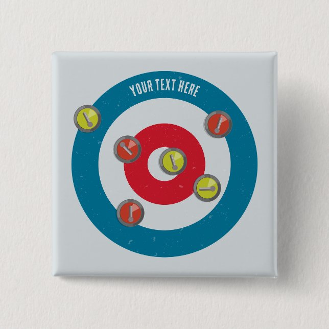 curling House and curling stones top view 15 Cm Square Badge (Front)