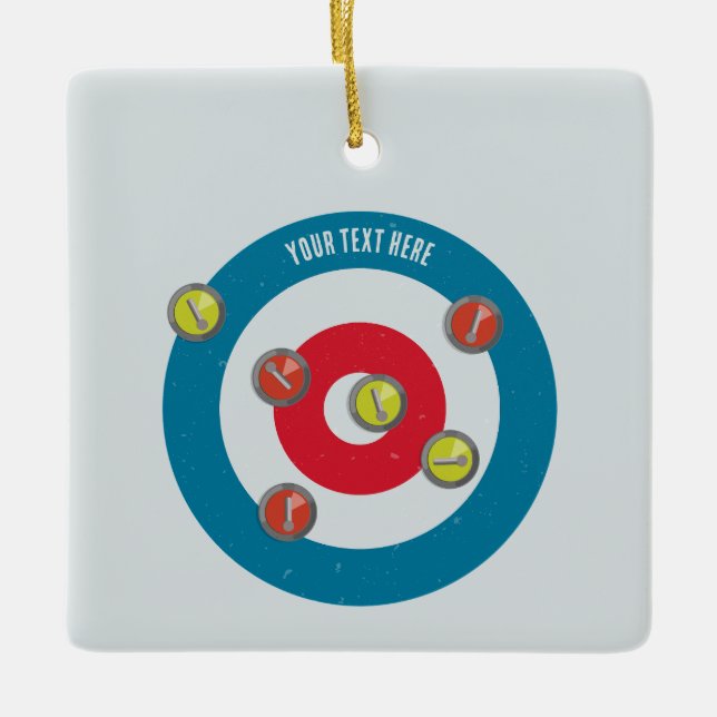 curling House and curling stones top view Ceramic Ornament (Front)