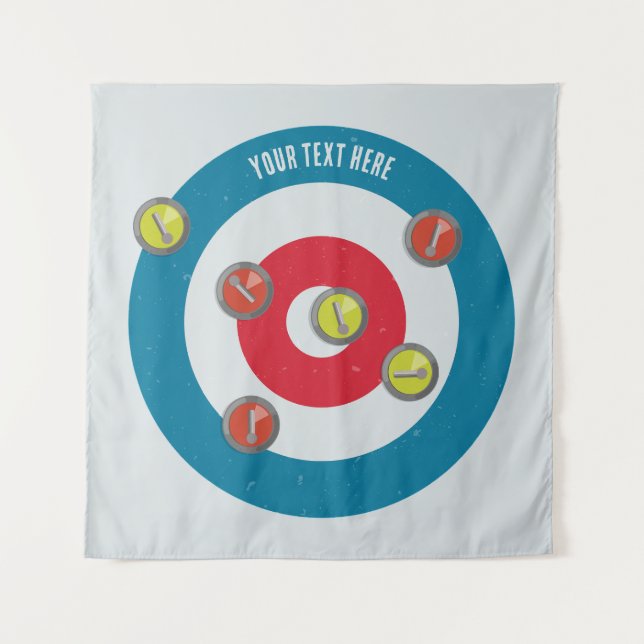 curling House and curling stones top view Tapestry (Front)