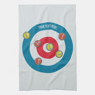 curling House and curling stones top view Tea Towel